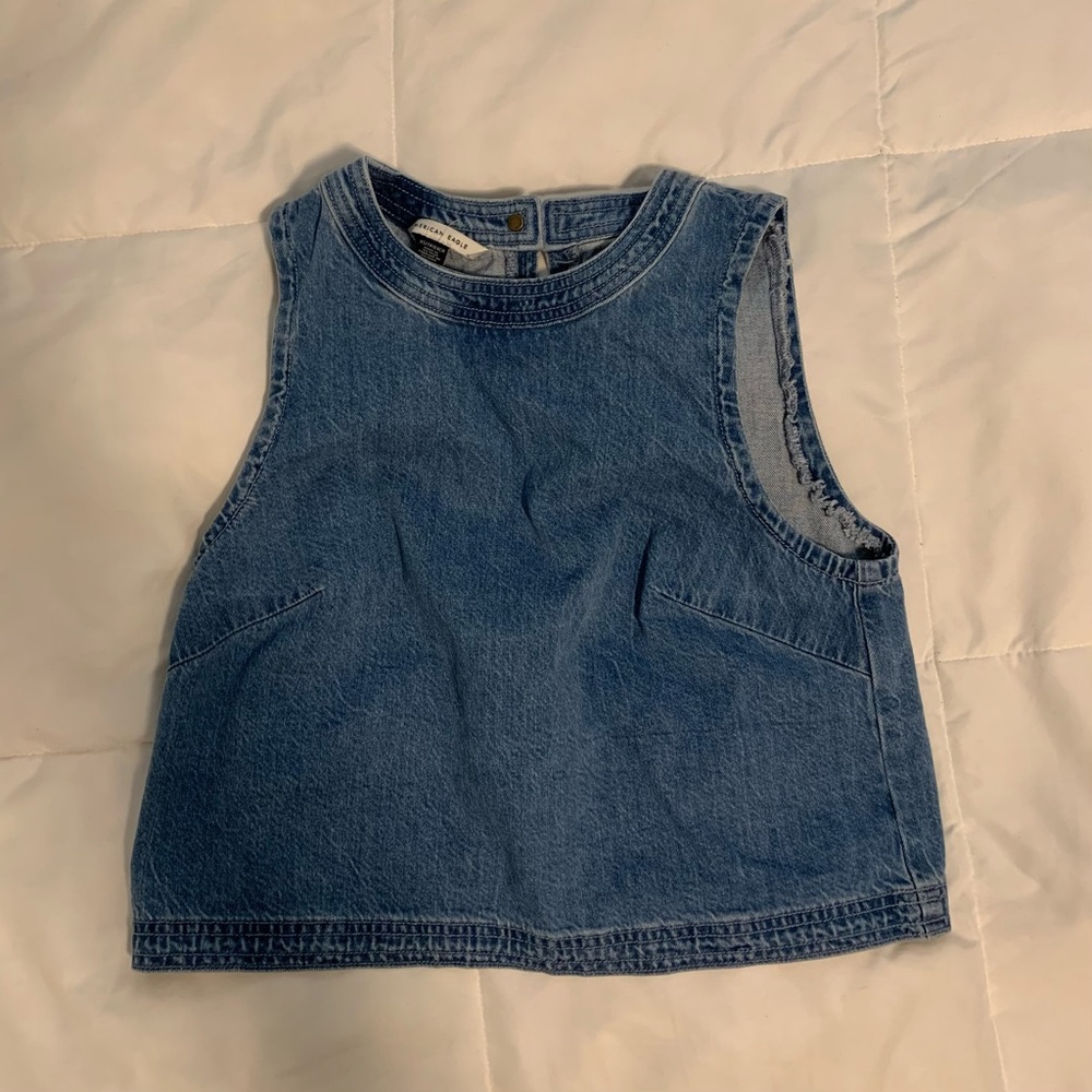 AEO Sleeveless Cropped Denim Shift Top